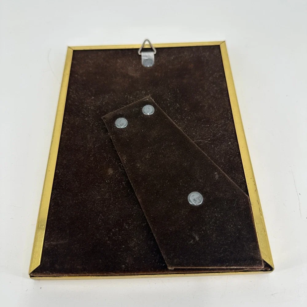 Vintage Gold Tone Metal 5x7 Tabletop Picture Frame with Velvet Back